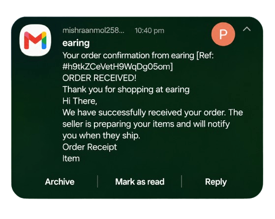 Payment confirmation
